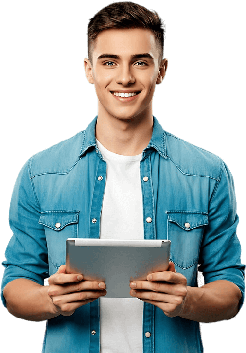 IT professional holding a tablet
